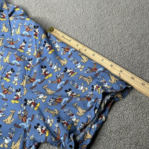 Vintage Disney Store Shirt Mens Large Blue Rayon Hawaiian Mickey Goofy Daffy L - Picture 7 of 9